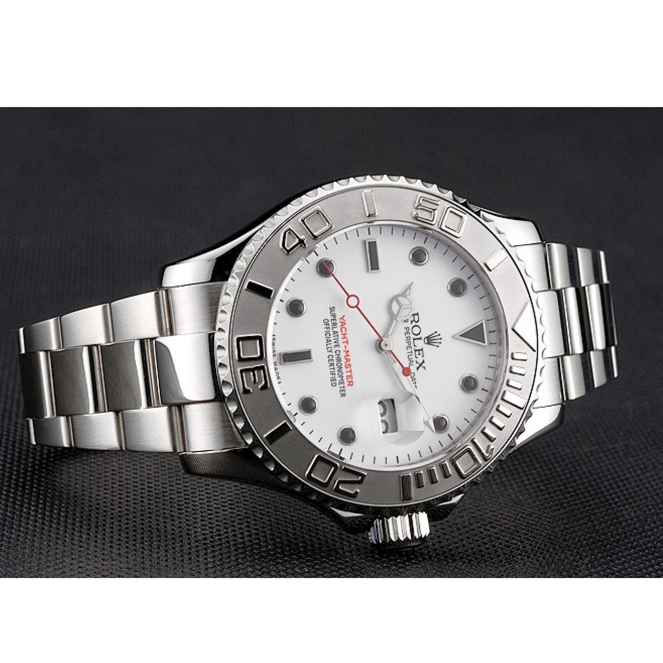 Rolex copies cheap And Steel Case Stainless Rolex Yacht-Master White Bracelet Dial 0817
